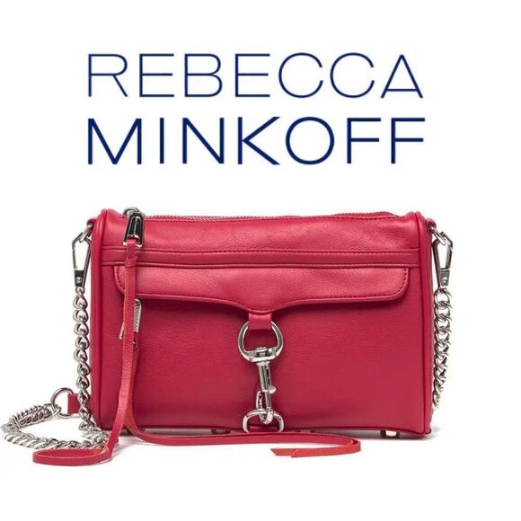 NWT REBECCA MINKOFF Mini M.A.C. Red Leather Crossbody Bag MSRP $195 - Picture 1 of 12